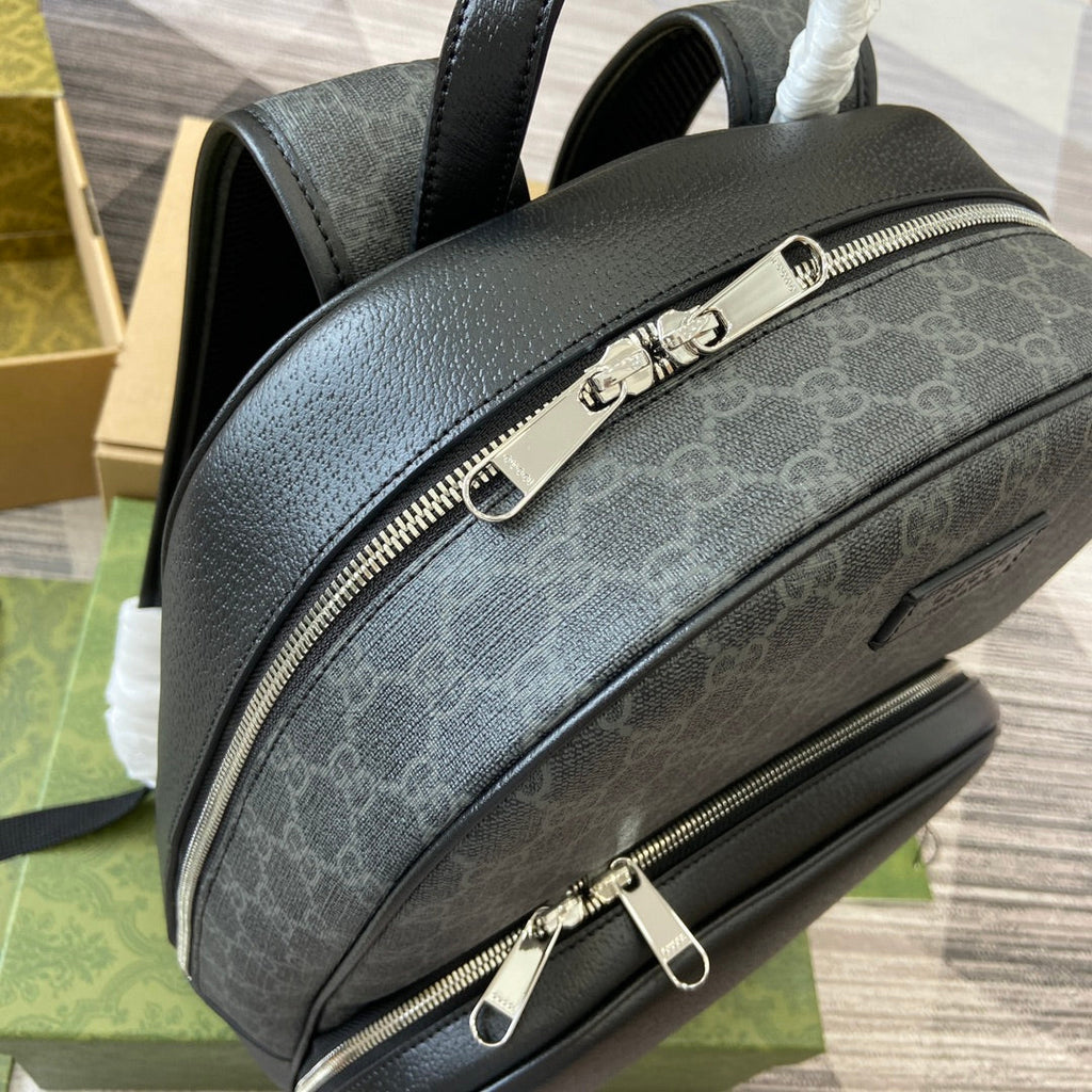 Gucci Medium 40 Backpack with Tag Black Calfskin and Canvas