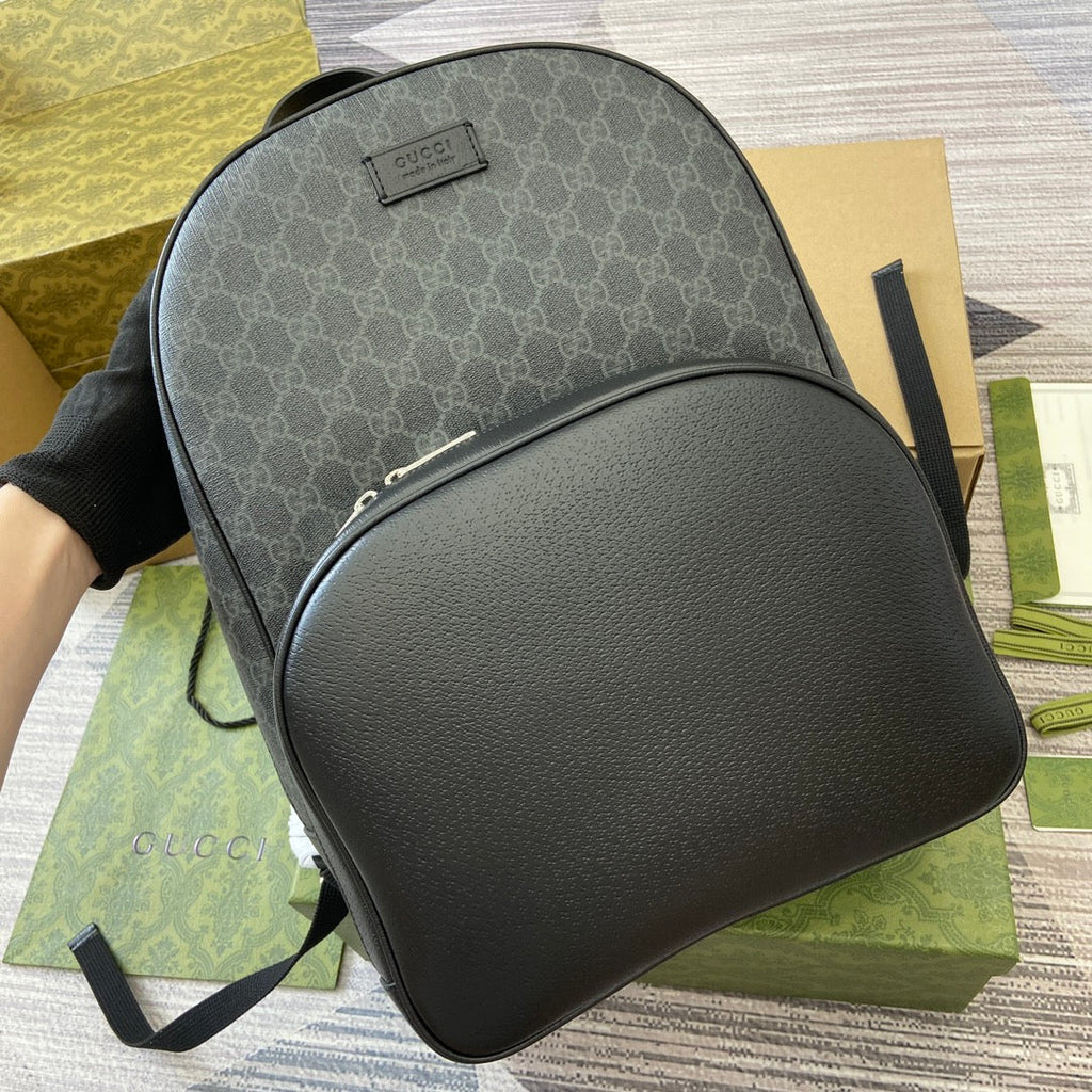 Gucci Medium 40 Backpack with Tag Black Calfskin and Canvas