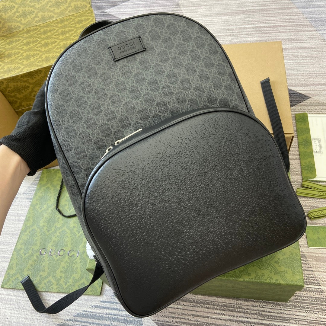Gucci Medium 40 Backpack with Tag Black Calfskin and Canvas