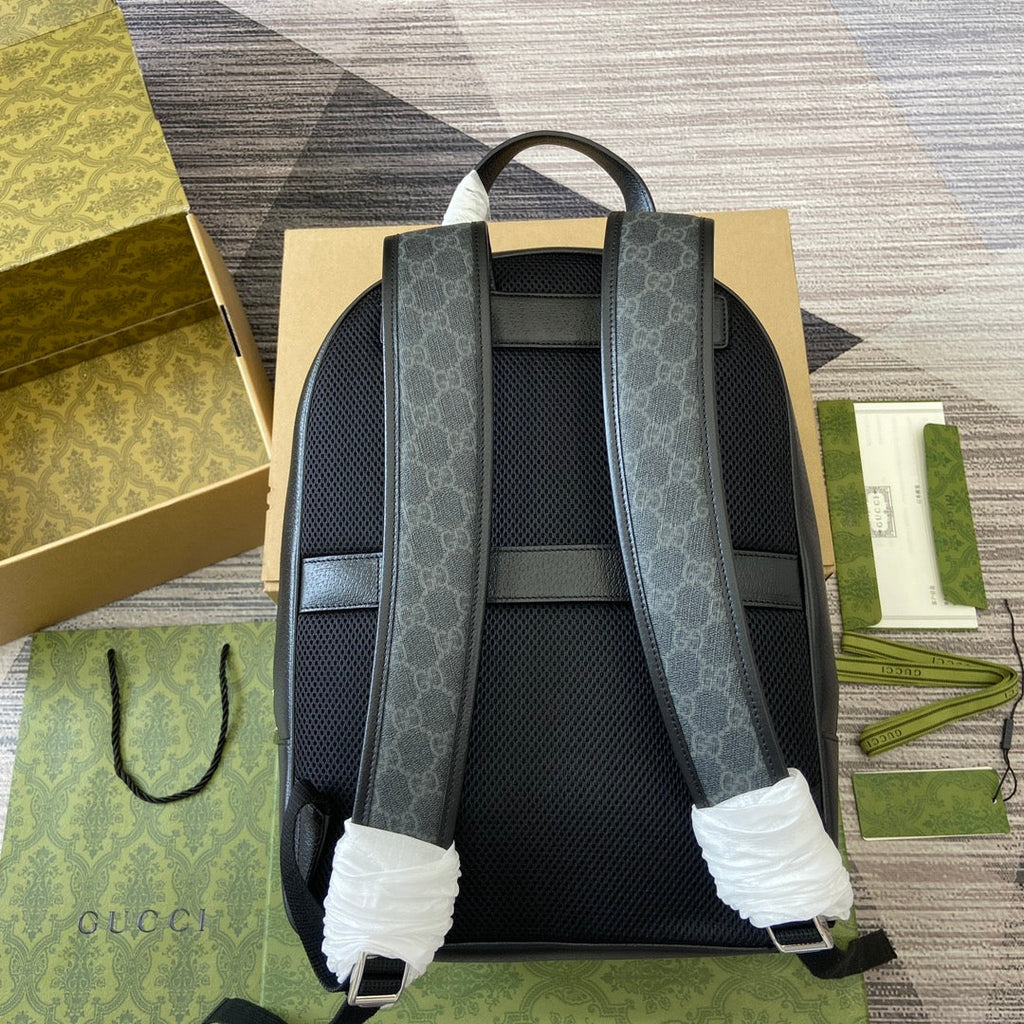 Gucci Medium 40 Backpack with Tag Black Calfskin and Canvas