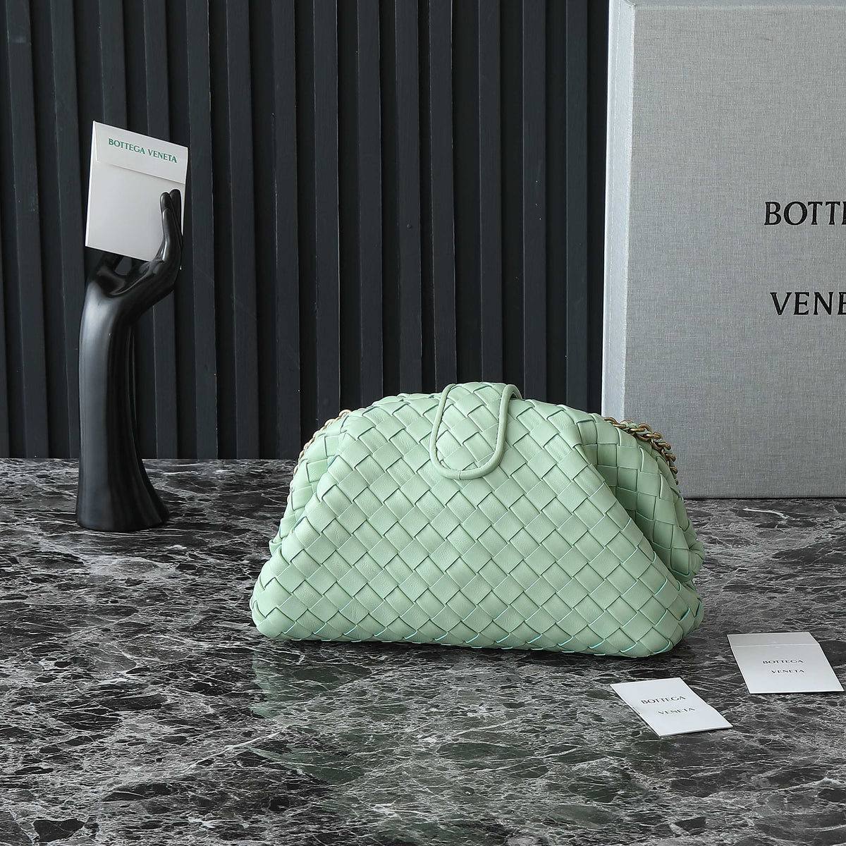 Bottega Veneta Teen Lauren 1980 with Chain 31.5 Light Green Leather Ghw Bag