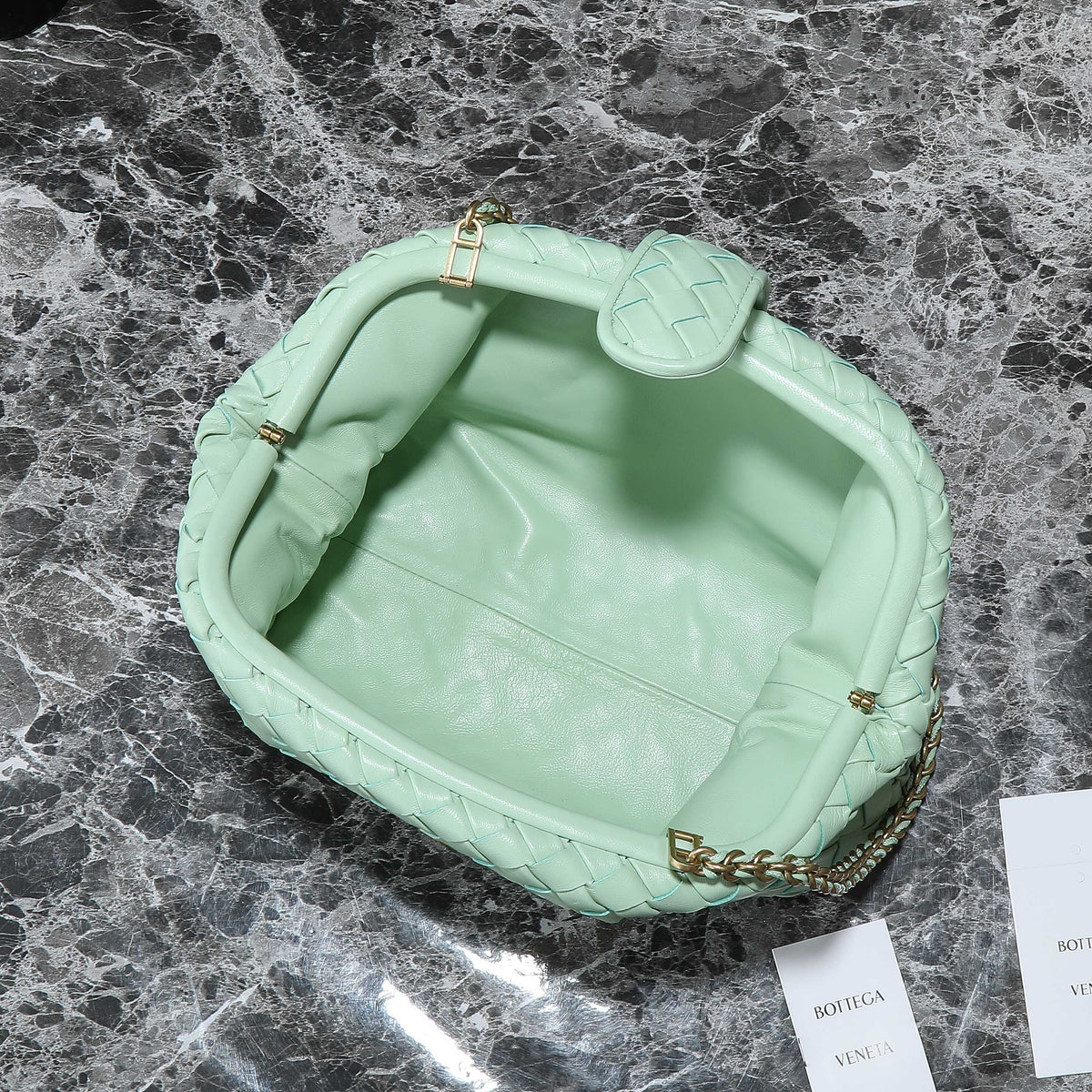 Bottega Veneta Teen Lauren 1980 with Chain 31.5 Light Green Leather Ghw Bag
