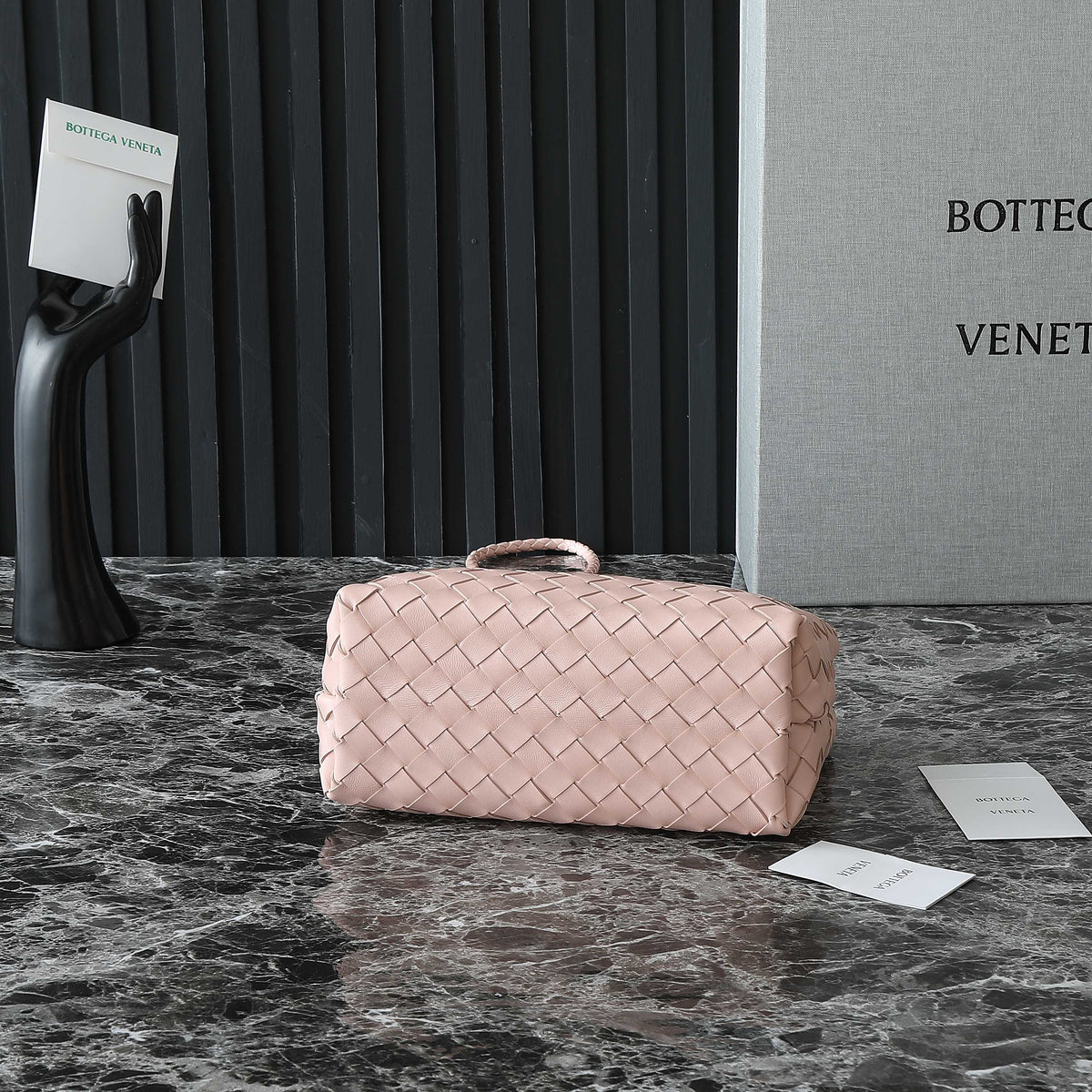 Bottega Veneta Small Andiamo 25 in Light Pink Lambskin Bag