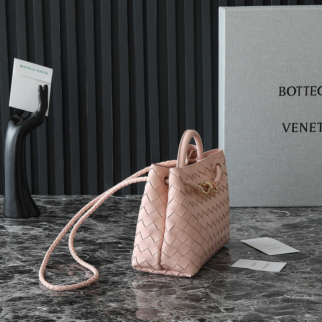 Bottega Veneta Small Andiamo 25 in Light Pink Lambskin Bag