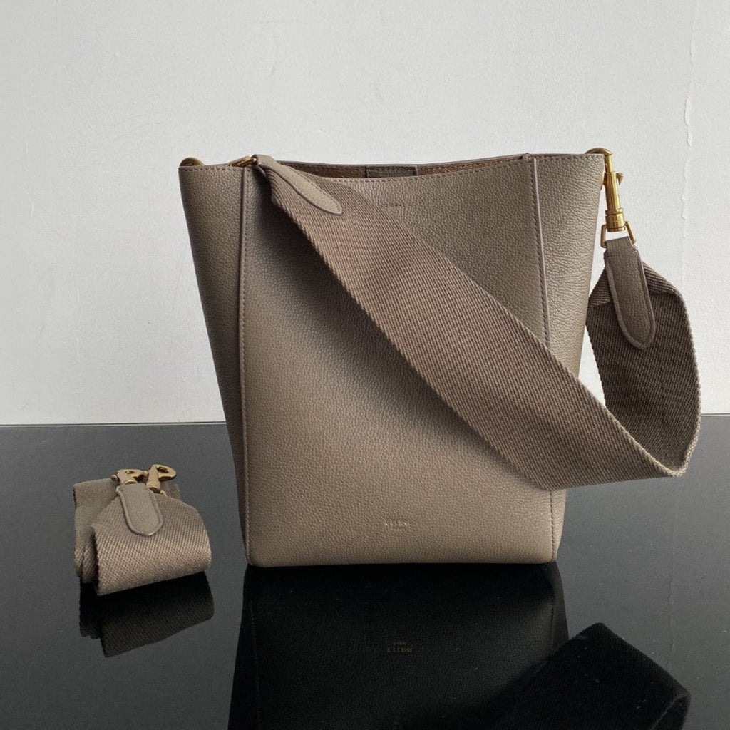 Celine Sangle Seau Bucket 24 Bag Peanut Brown Calfskin