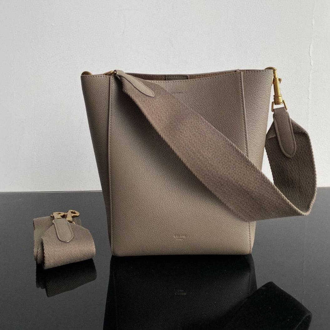 Celine Sangle Seau Bucket 24 Bag Peanut Brown Calfskin