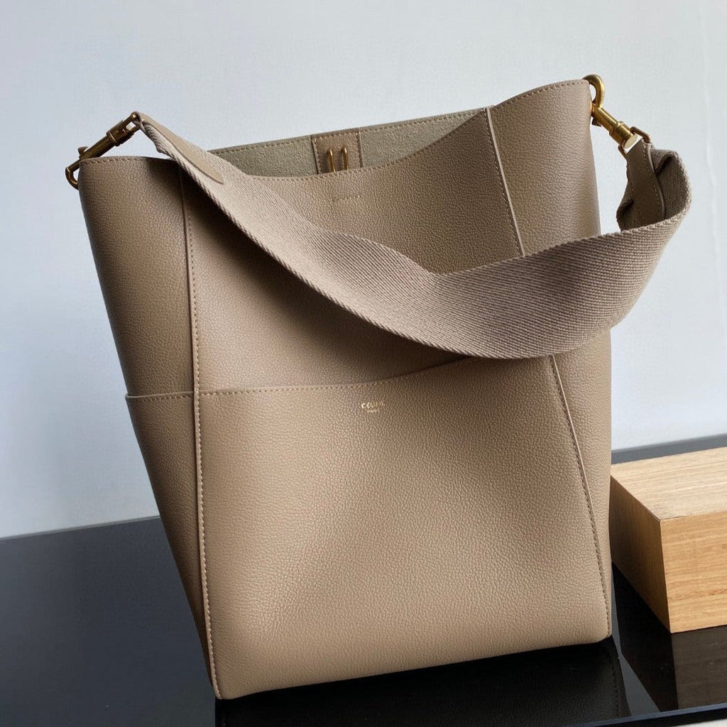Celine Sangle Seau Bucket 33 Bag Beige Calfskin