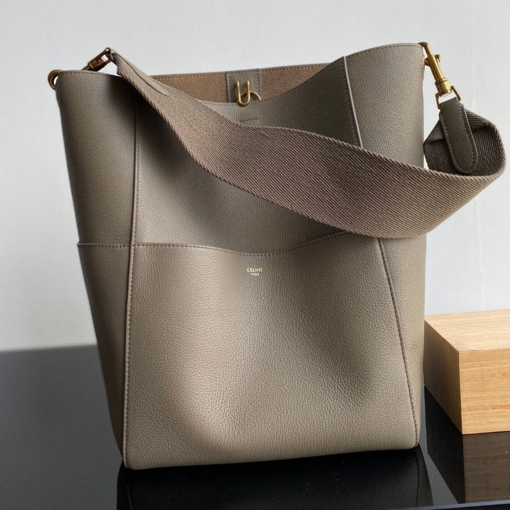 Celine Sangle Seau Bucket 33 Bag Peanut Brown Calfskin