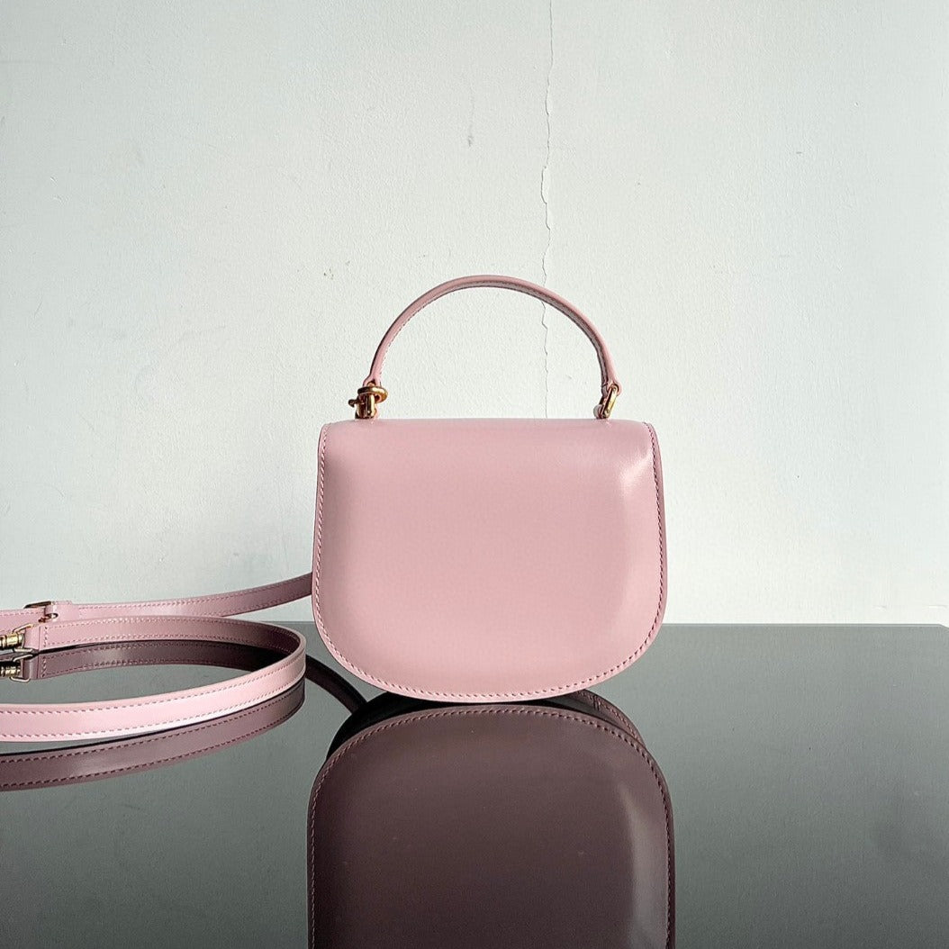 Celine Triomphe 15 Pastel Pink Calfskin Handbag