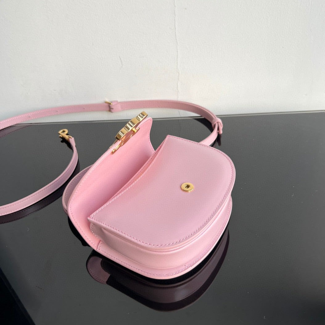 Celine Triomphe 15 Pastel Pink Calfskin Handbag