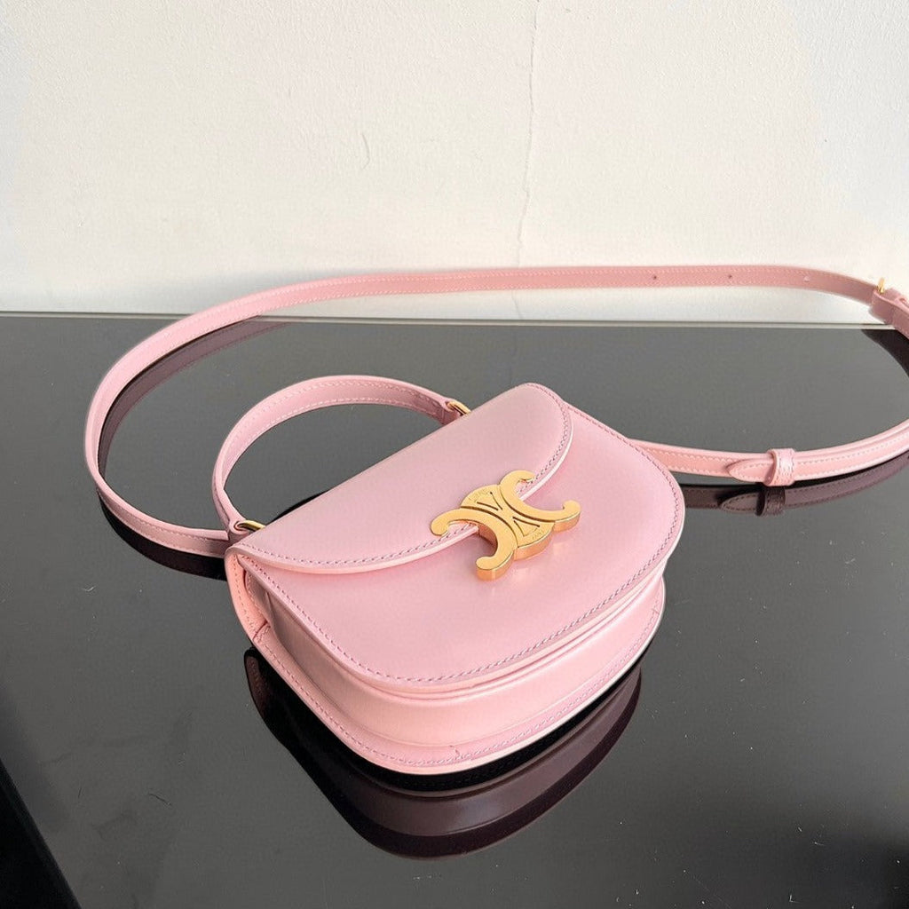 Celine Triomphe 15 Pastel Pink Calfskin Handbag