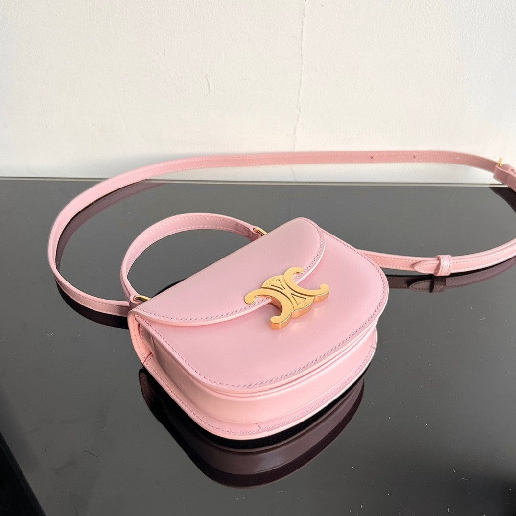 Celine Triomphe 15 Pastel Pink Calfskin Handbag