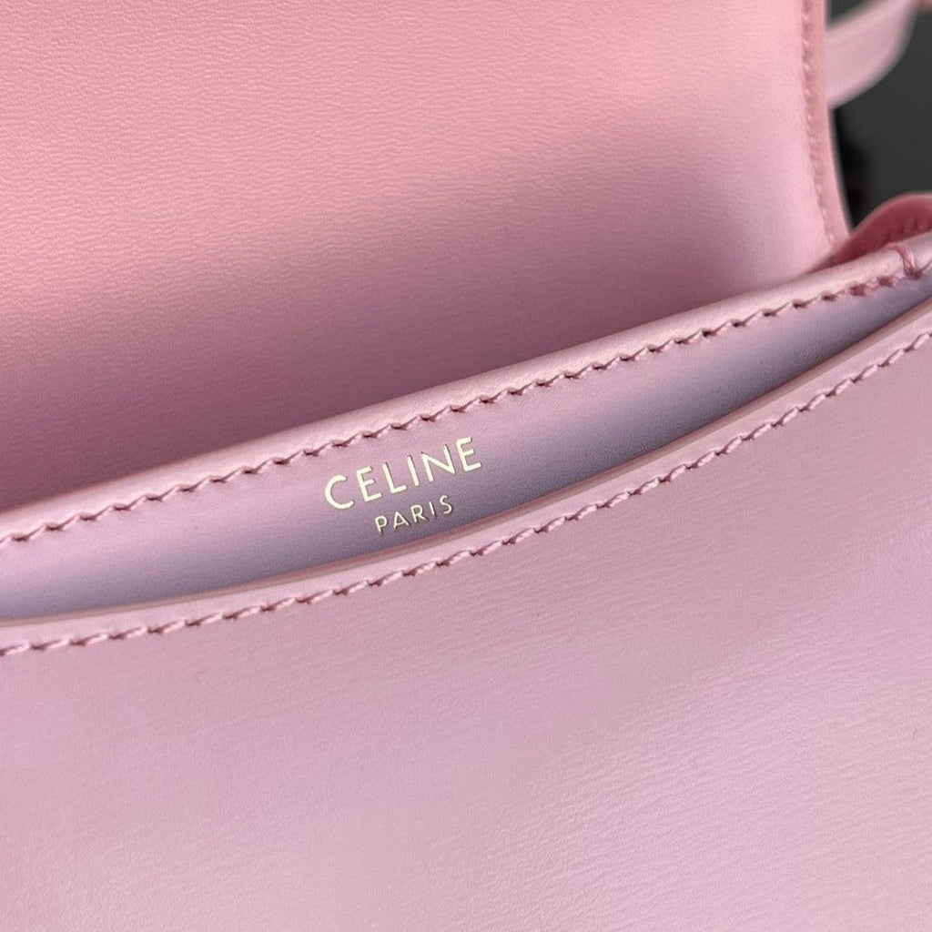 Celine Triomphe 15 Pastel Pink Calfskin Handbag