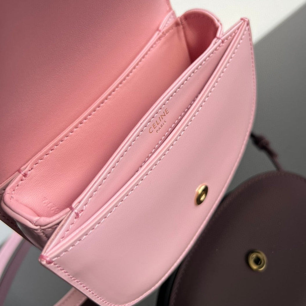 Celine Triomphe 15 Pastel Pink Calfskin Handbag