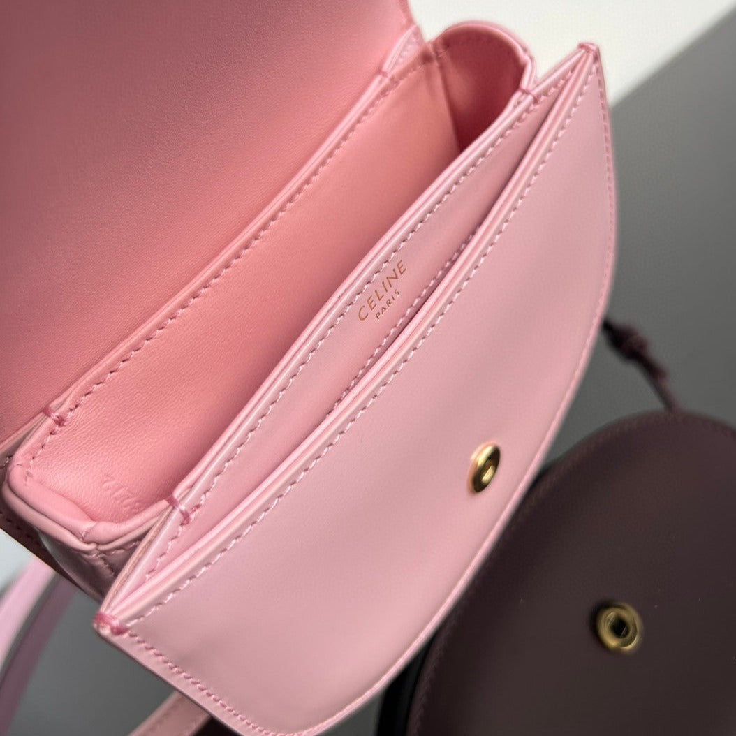 Celine Triomphe 15 Pastel Pink Calfskin Handbag