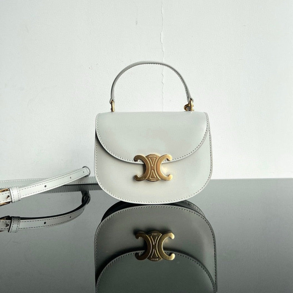 Celine Triomphe 15 White Calfskin Handbag