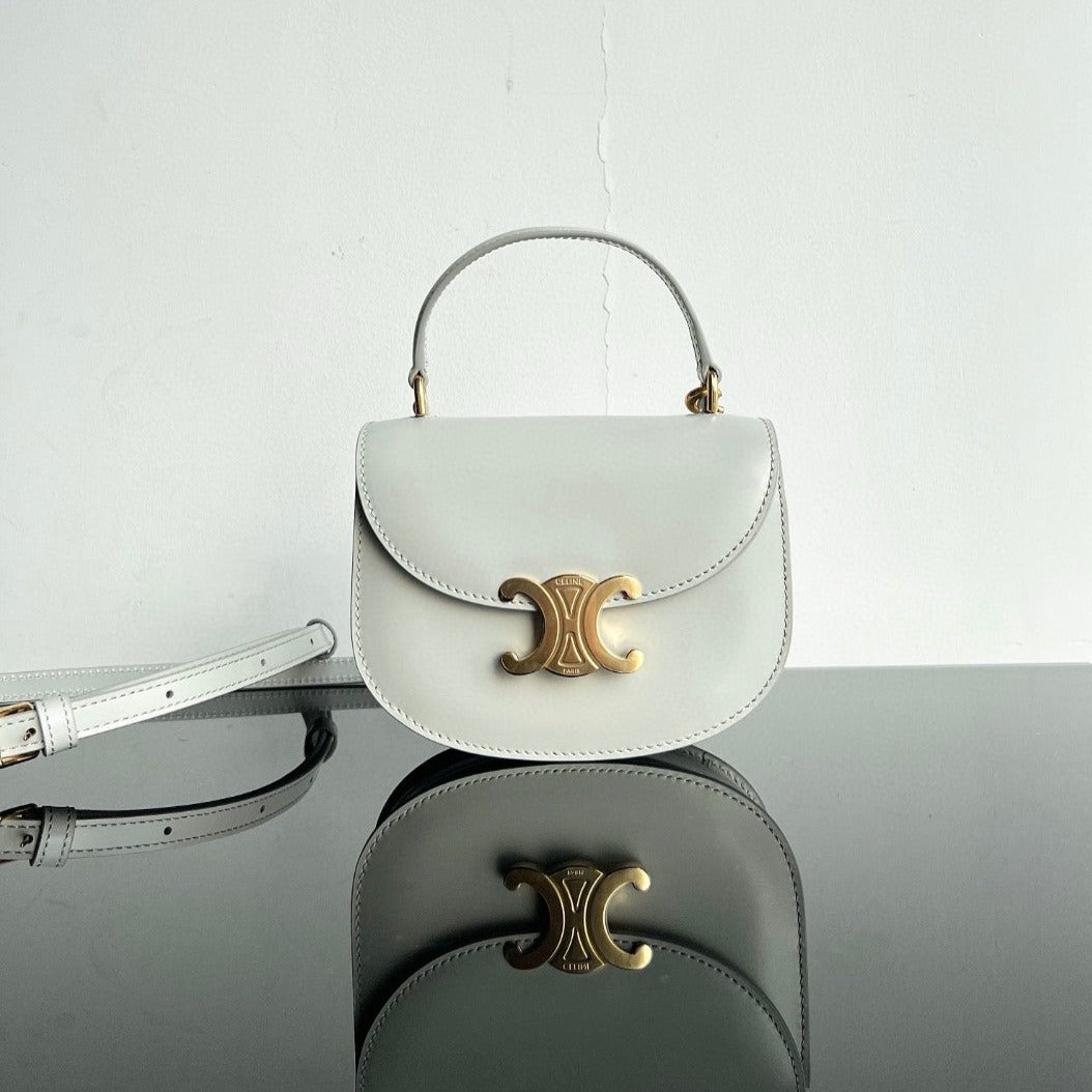 Celine Triomphe 15 White Calfskin Handbag