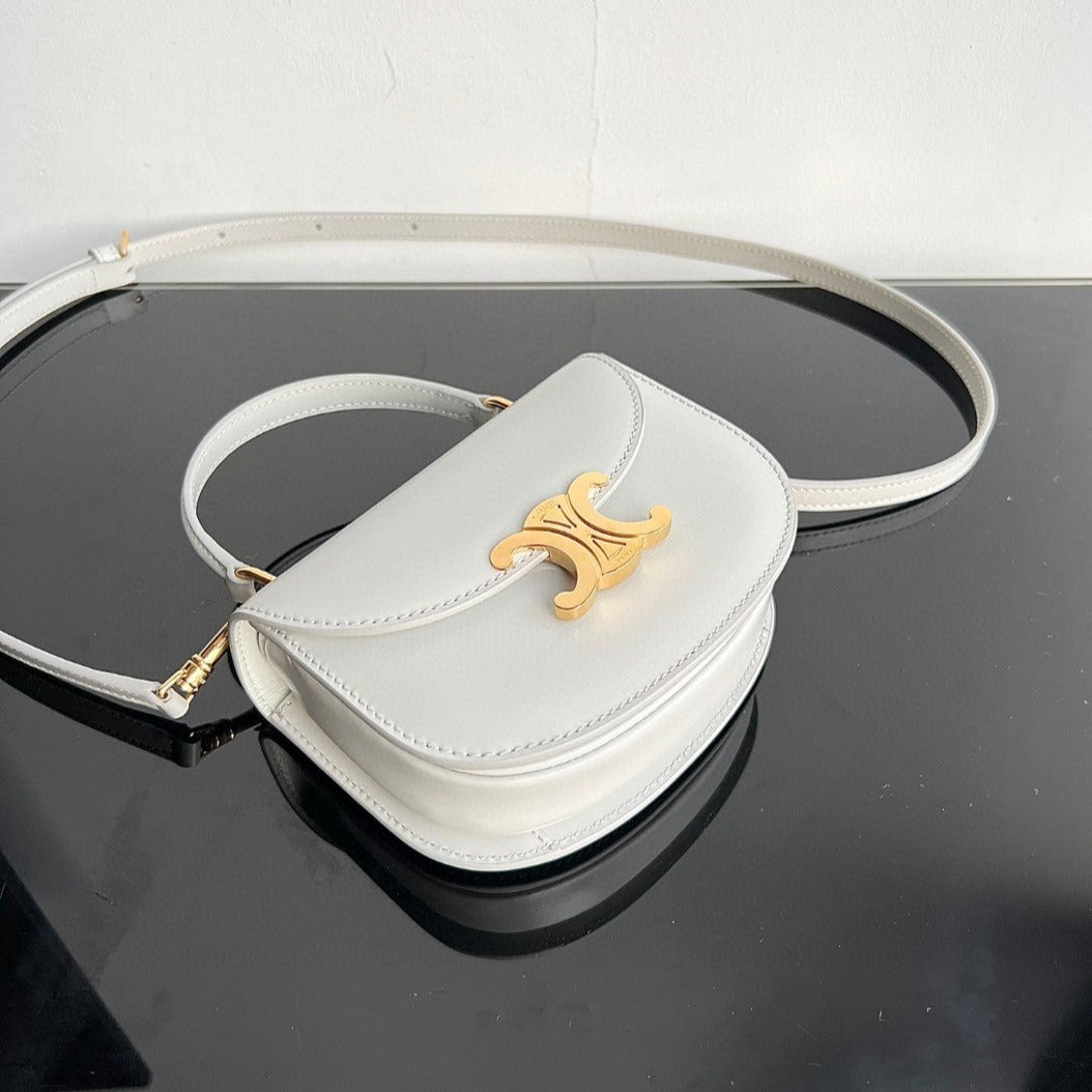 Celine Triomphe 15 White Calfskin Handbag