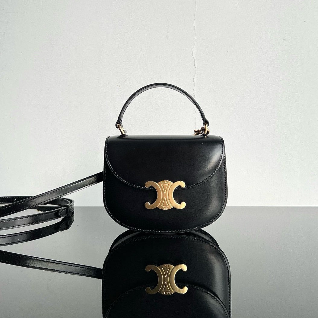 Celine Triomphe 15 Black Calfskin Handbag