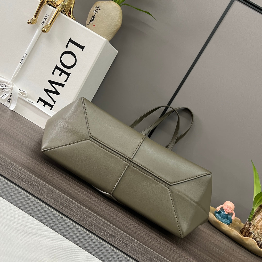 Loewe Puzzle Fold Cropped 39 Bag in Sand Beige Solf Grained Calfskin
