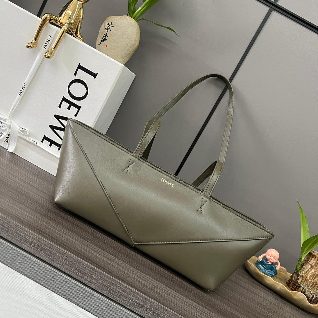 Loewe Puzzle Fold Cropped 39 Bag in Sand Beige Solf Grained Calfskin