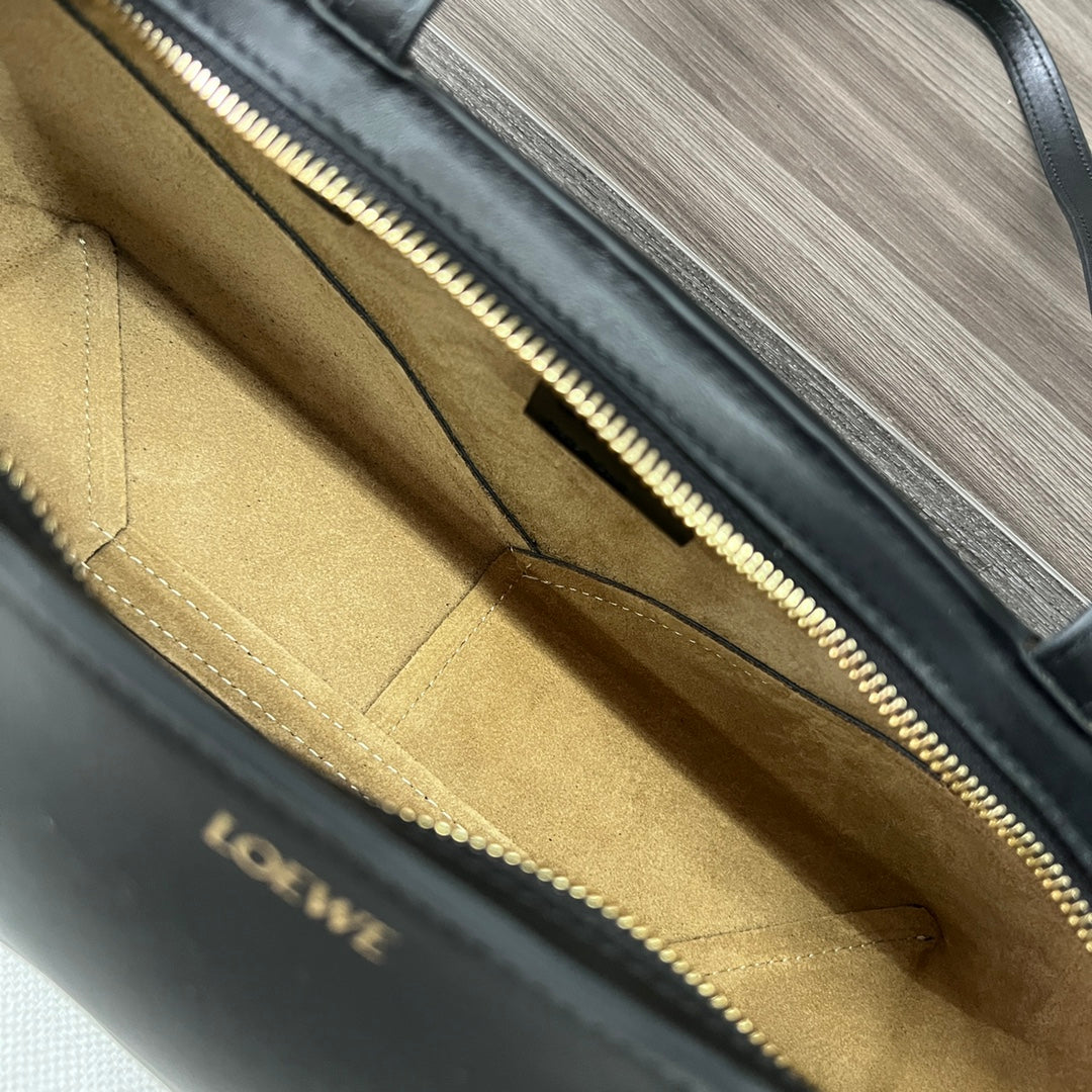 Loewe Puzzle Fold Cropped 39 Bag in Black Solf Grained Calfskin