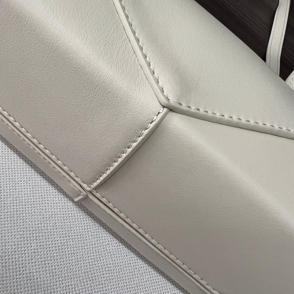Loewe Puzzle Fold Cropped 39 Bag in White Solf Grained Calfskin