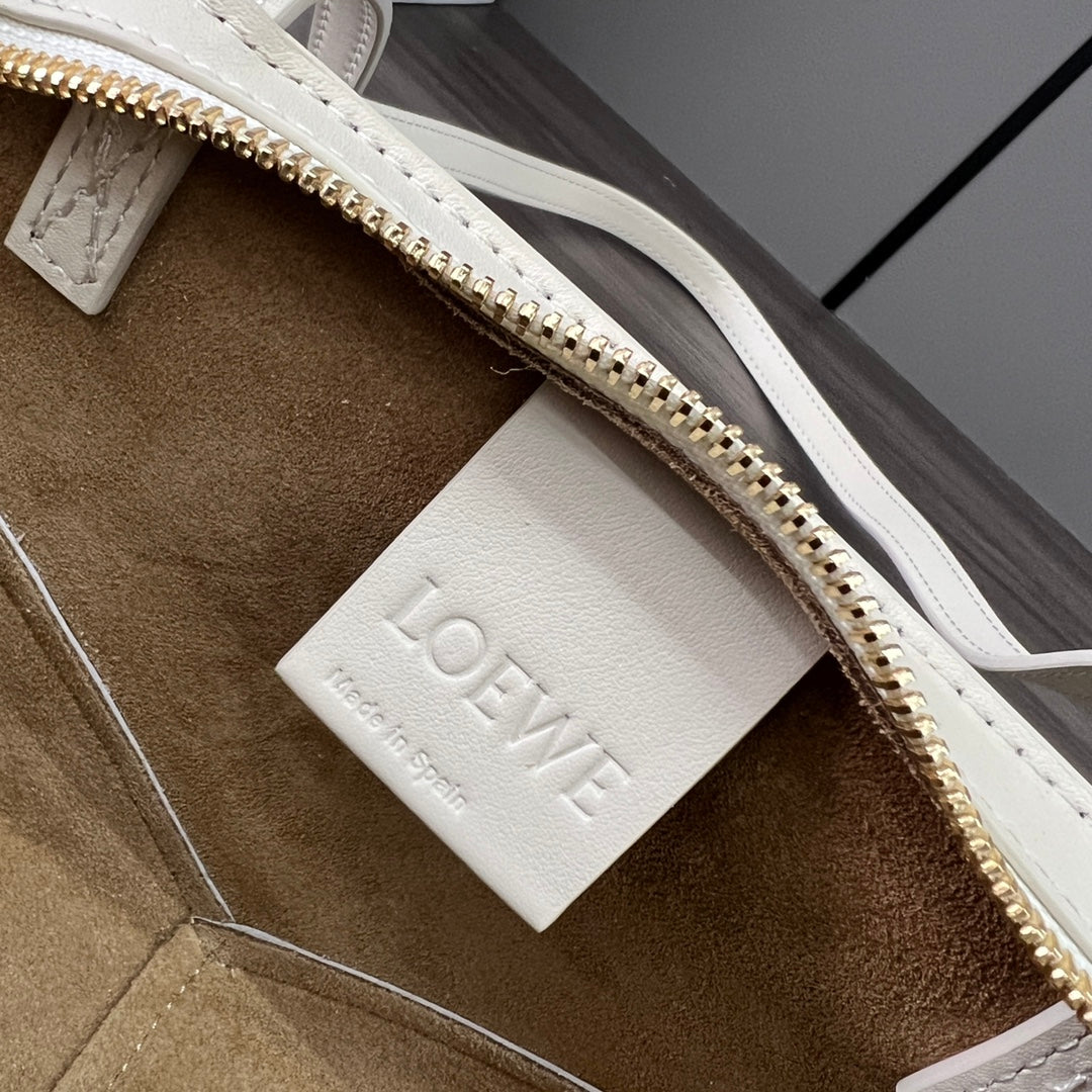 Loewe Puzzle Fold Cropped 39 Bag in White Solf Grained Calfskin