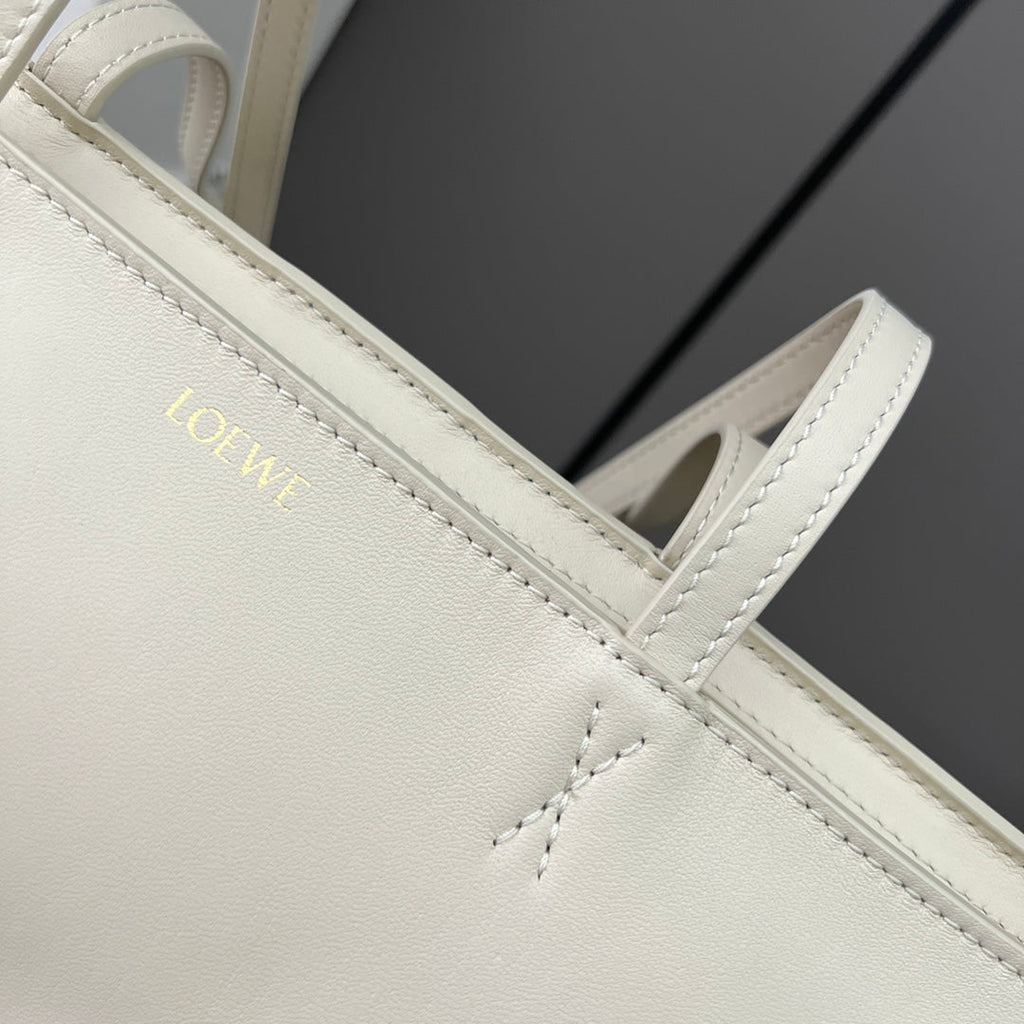 Loewe Puzzle Fold Cropped 39 Bag in White Solf Grained Calfskin