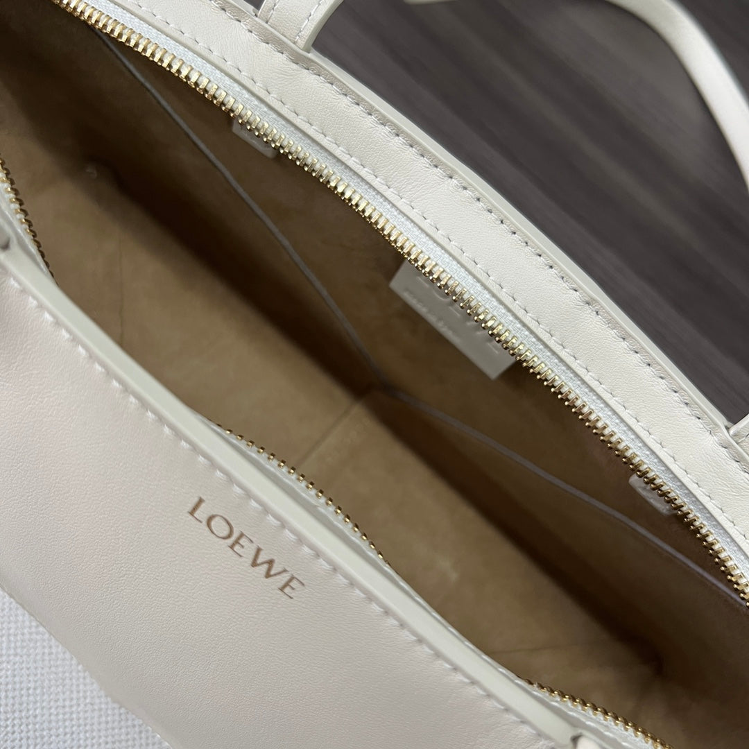 Loewe Puzzle Fold Cropped 39 Bag in White Solf Grained Calfskin