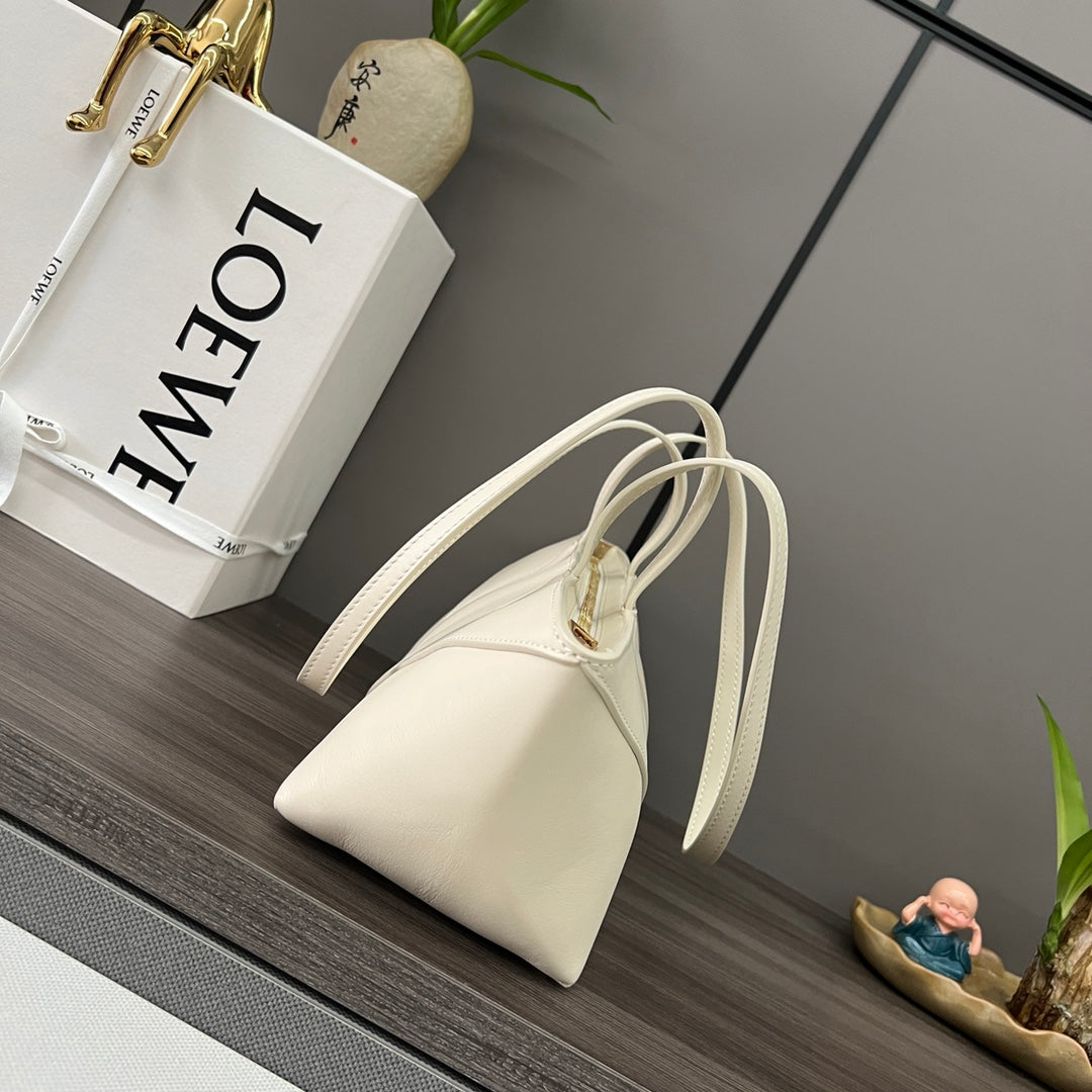 Loewe Puzzle Fold Cropped 39 Bag in White Solf Grained Calfskin