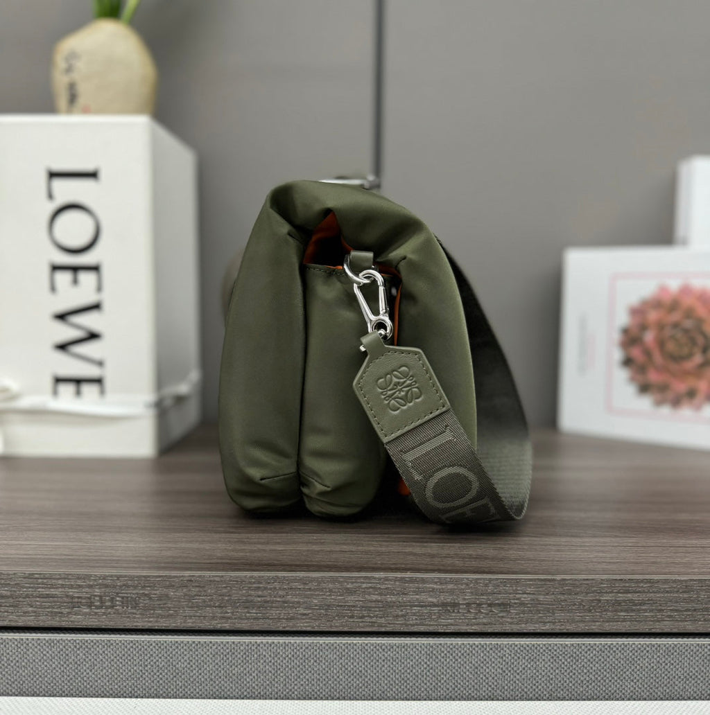 Loewe Mini Puffer Goya 23 Bag in Army Green Nappa Lambskin