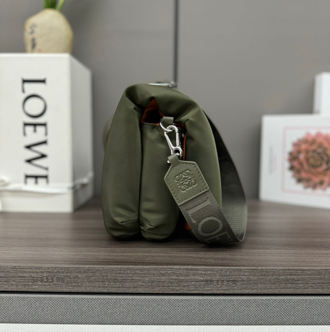 Loewe Mini Puffer Goya 23 Bag in Army Green Nappa Lambskin