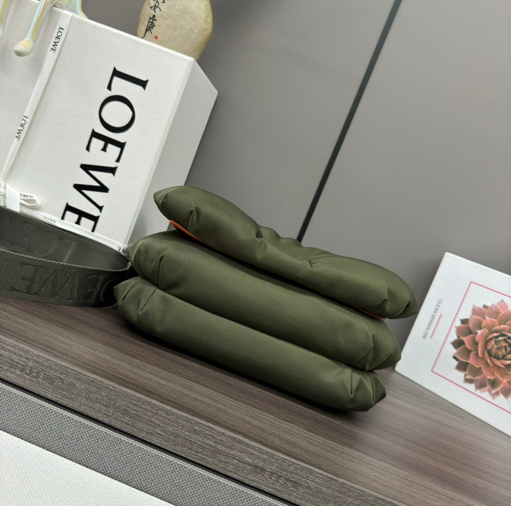 Loewe Mini Puffer Goya 23 Bag in Army Green Nappa Lambskin
