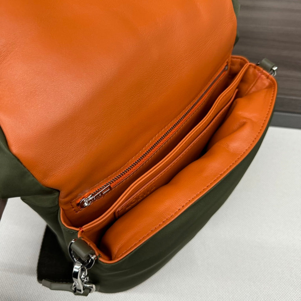 Loewe Mini Puffer Goya 23 Bag in Army Green Nappa Lambskin
