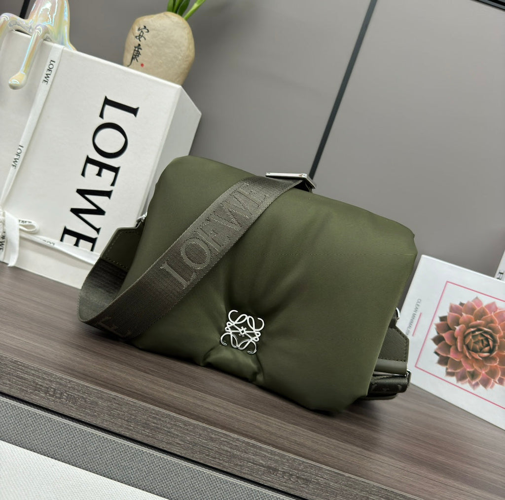 Loewe Mini Puffer Goya 23 Bag in Army Green Nappa Lambskin
