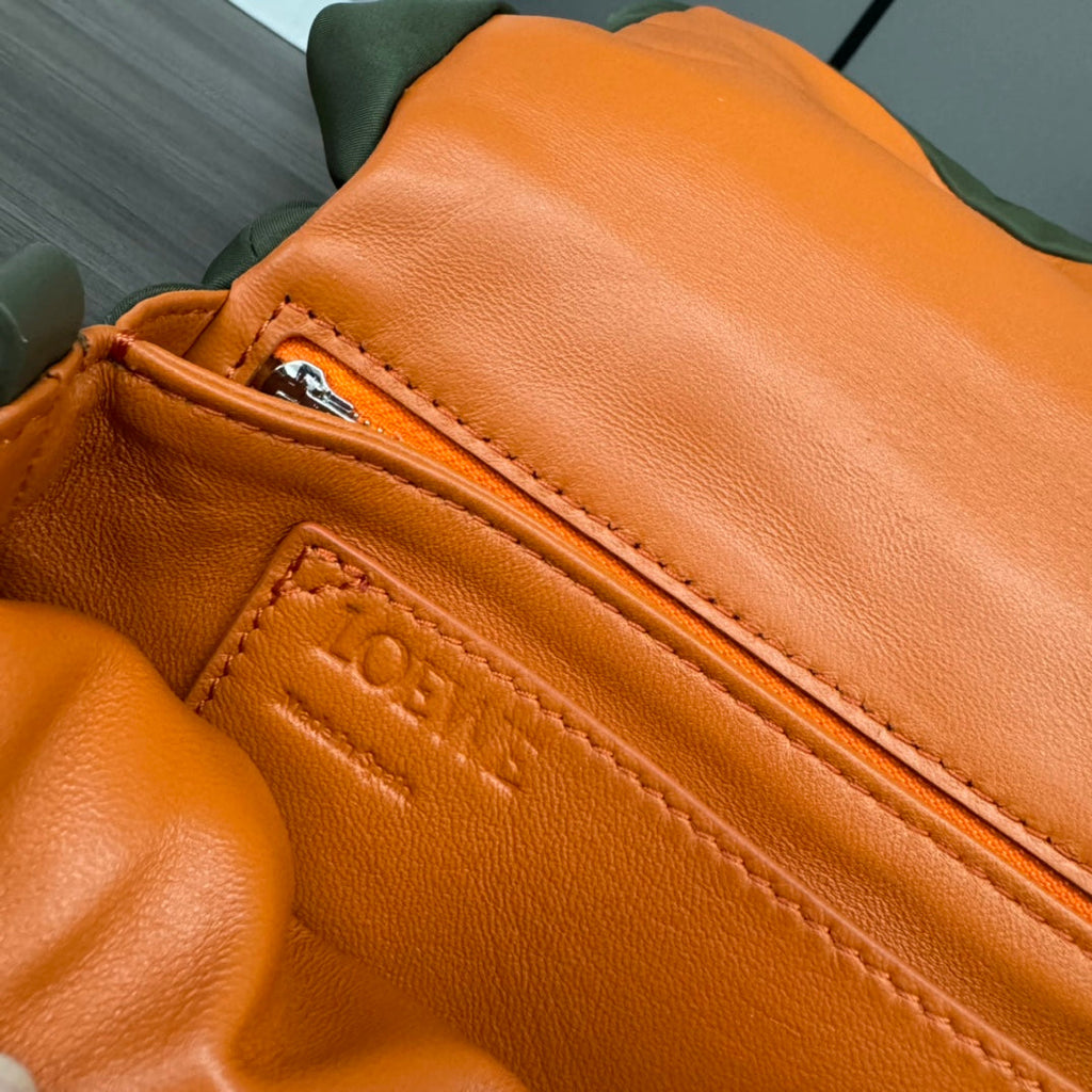 Loewe Mini Puffer Goya 23 Bag in Army Green Nappa Lambskin