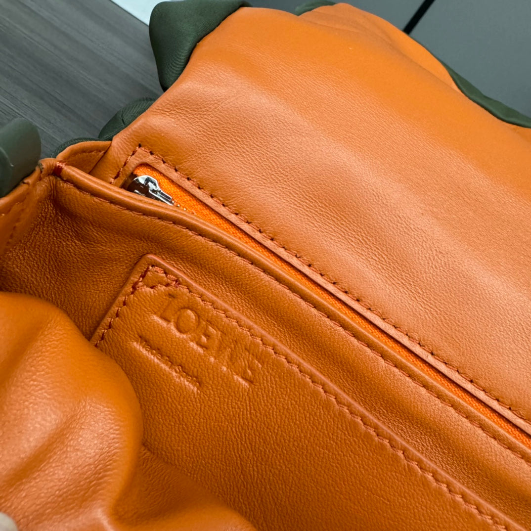 Loewe Mini Puffer Goya 23 Bag in Army Green Nappa Lambskin