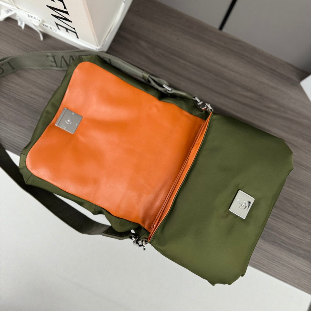 Loewe Mini Puffer Goya 23 Bag in Army Green Nappa Lambskin