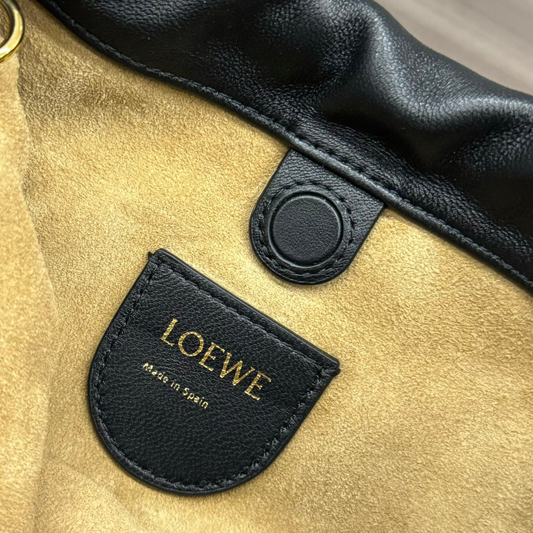 Loewe 23 Flamenco Purse Bucket in Black Lambskin