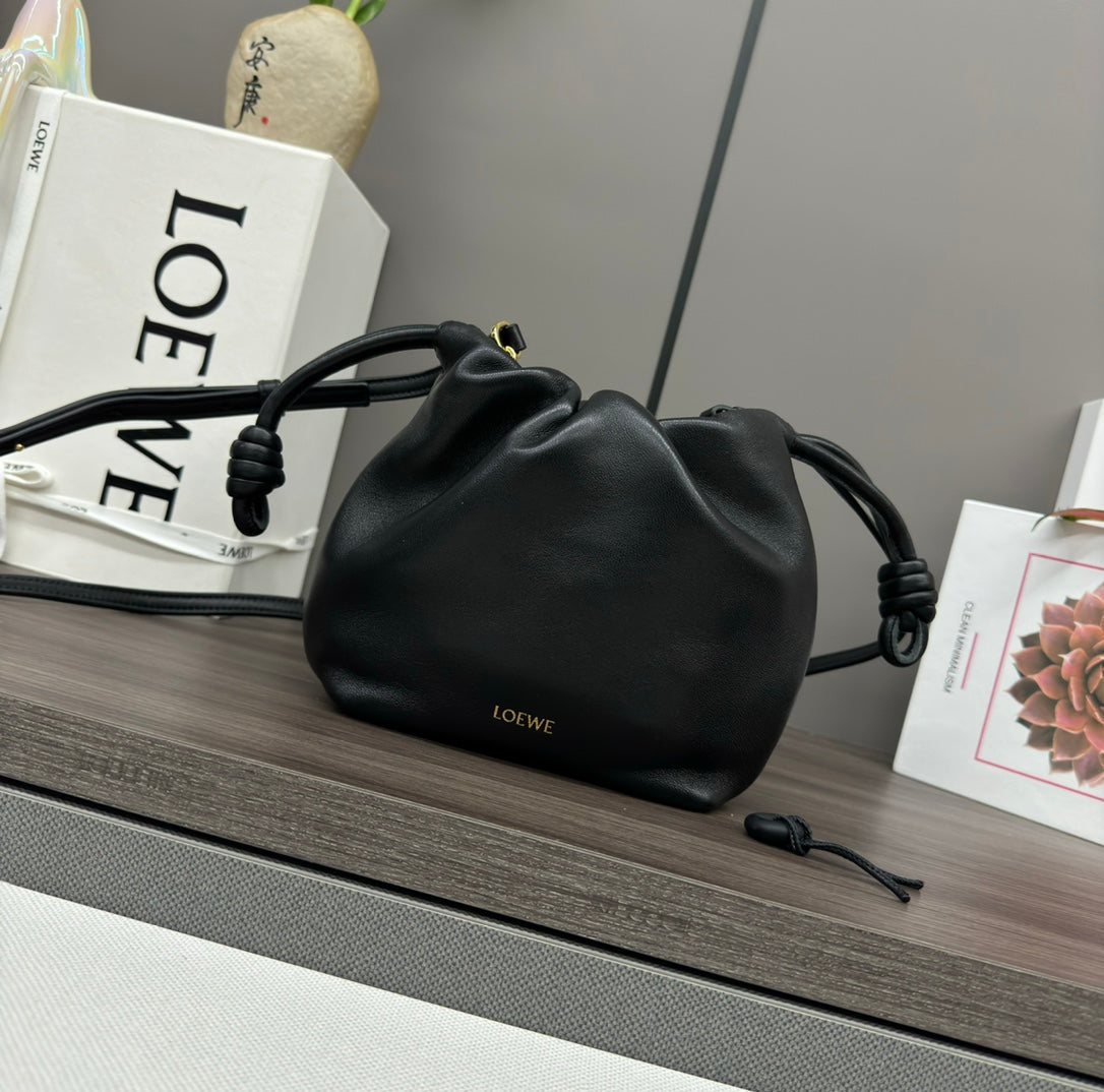Loewe 23 Flamenco Purse Bucket in Black Lambskin