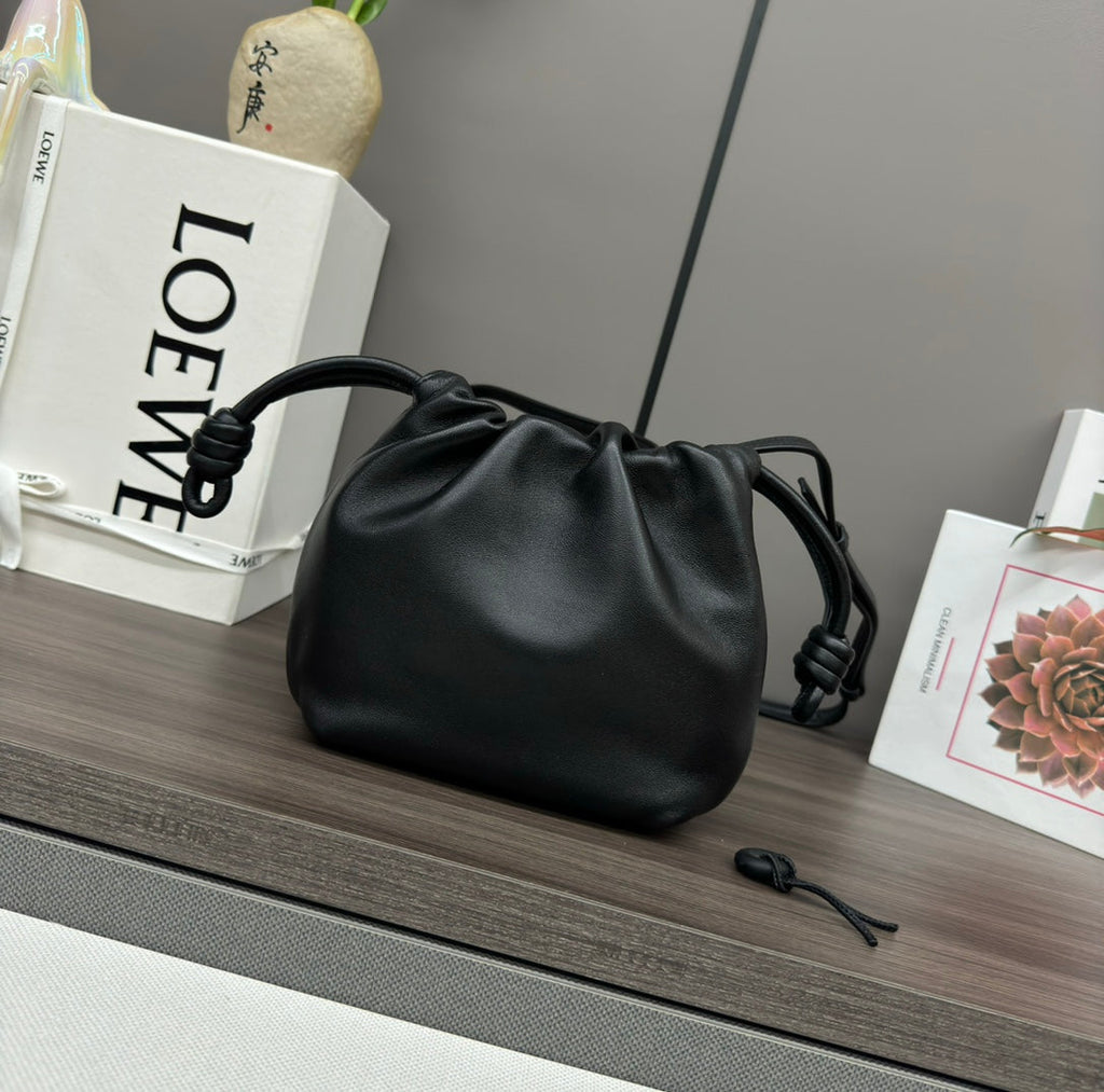Loewe 23 Flamenco Purse Bucket in Black Lambskin