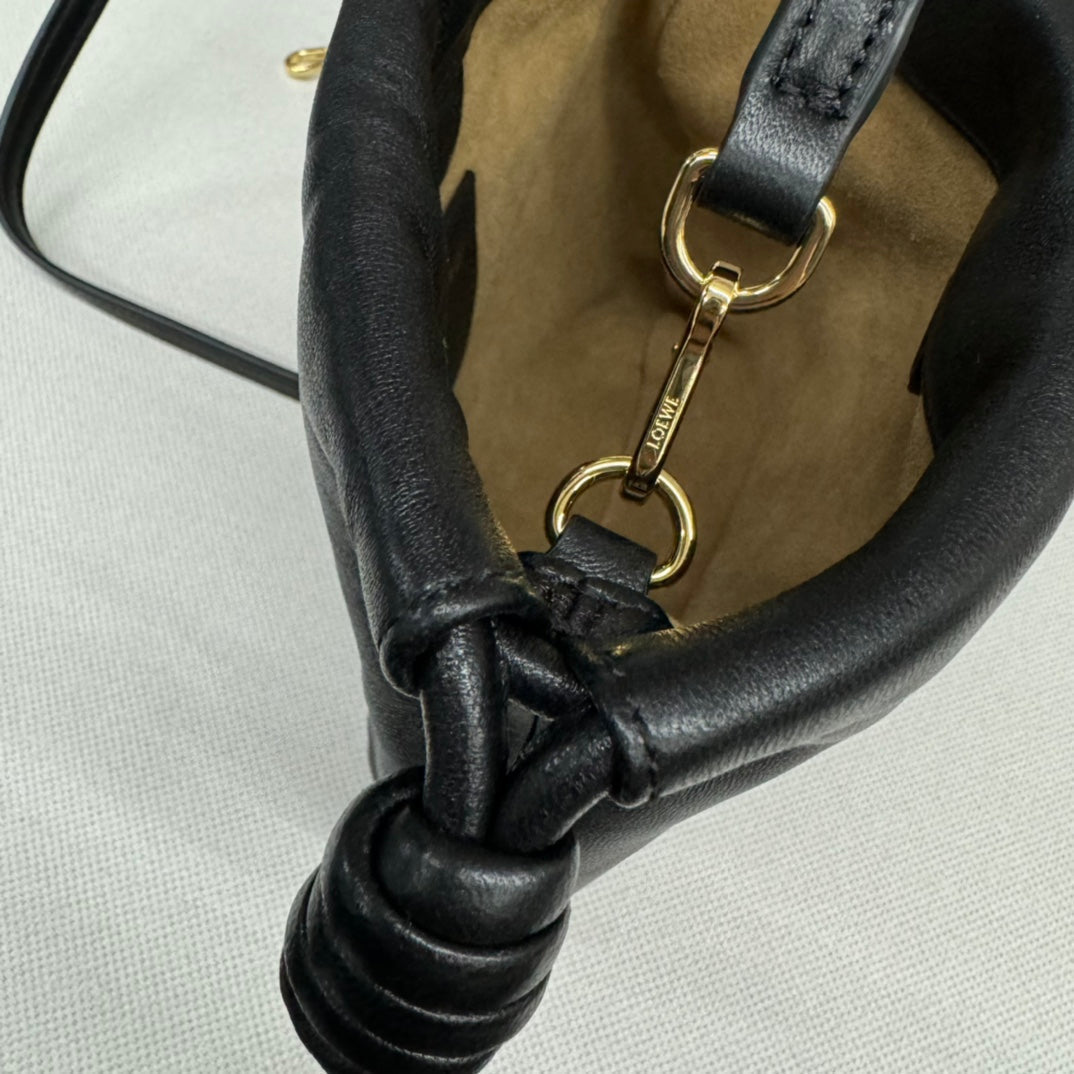 Loewe 23 Flamenco Purse Bucket in Black Lambskin