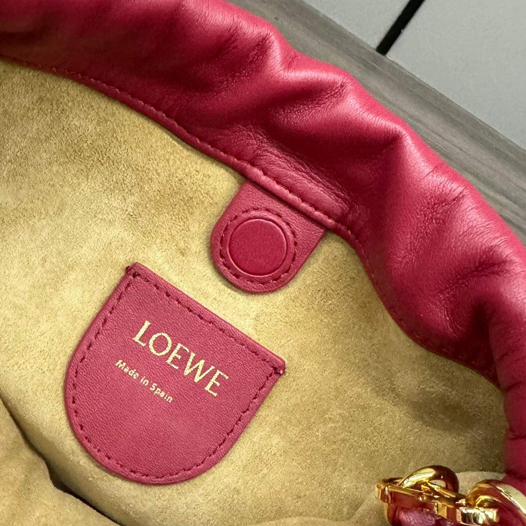 Loewe 23 Flamenco Purse Bucket in Red Pink Lambskin