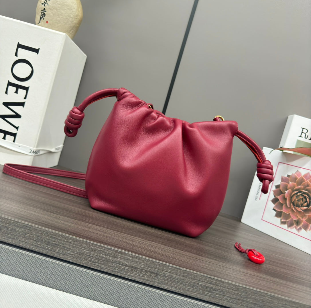 Loewe 23 Flamenco Purse Bucket in Red Pink Lambskin