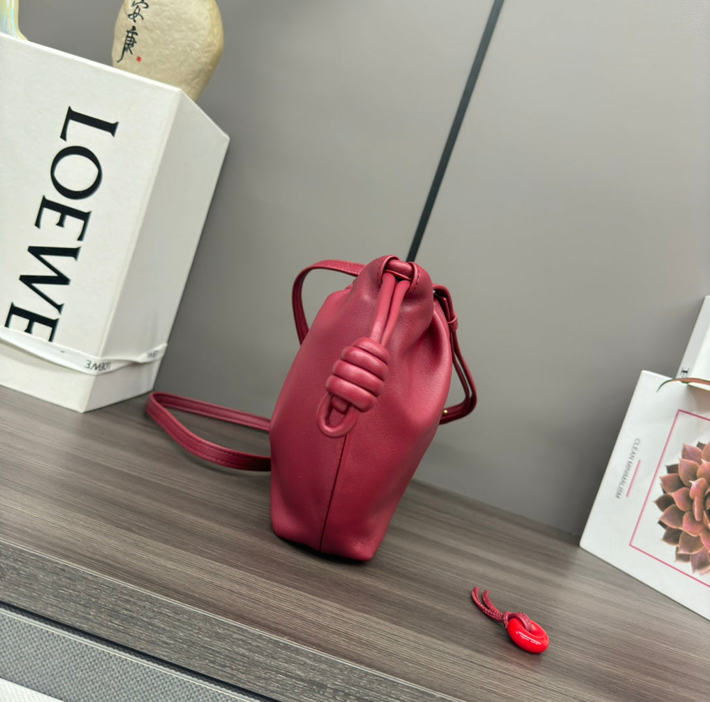 Loewe 23 Flamenco Purse Bucket in Red Pink Lambskin