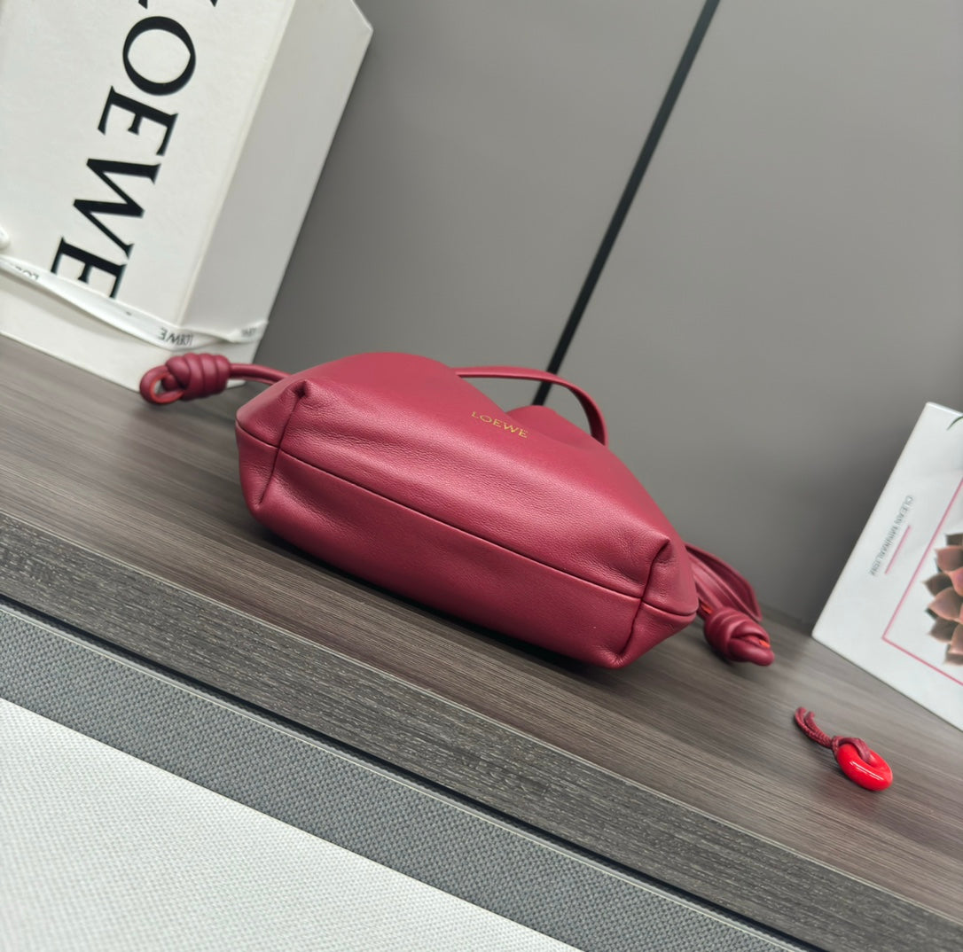 Loewe 23 Flamenco Purse Bucket in Red Pink Lambskin