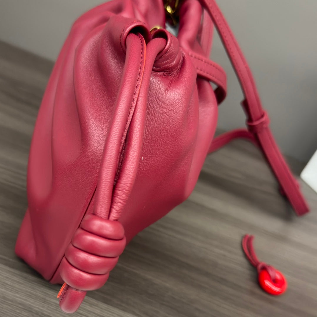 Loewe 23 Flamenco Purse Bucket in Red Pink Lambskin
