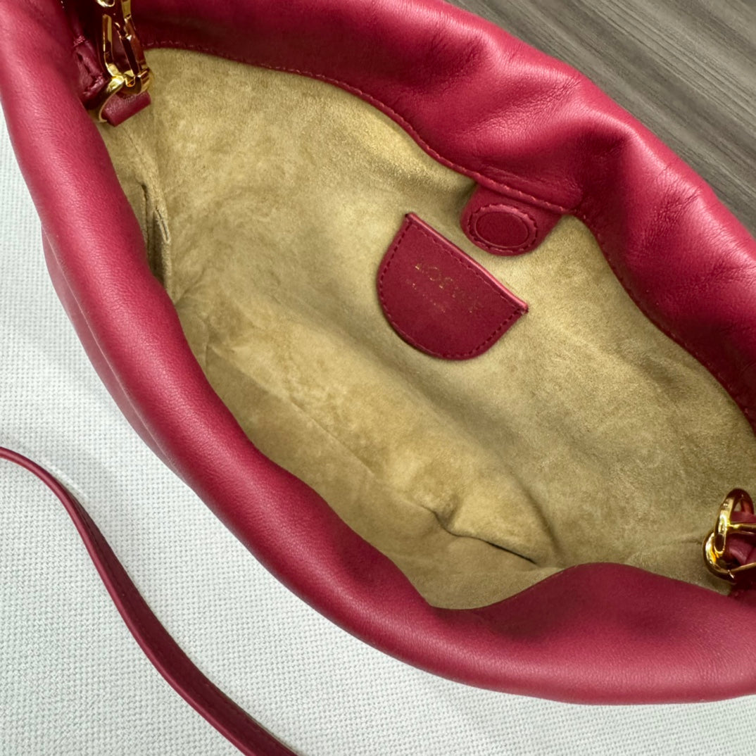 Loewe 23 Flamenco Purse Bucket in Red Pink Lambskin