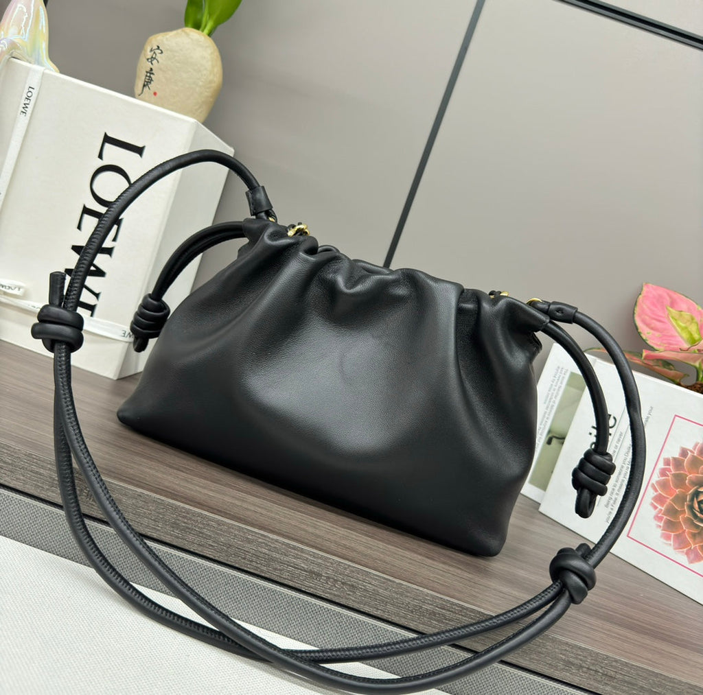 Loewe Medium 30 Flamenco Purse Bucket in Black Lambskin